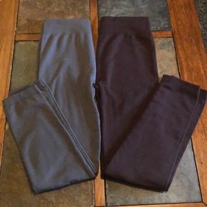 2 pair of high waisted fleece lined leggings